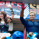 Dominique McElligott as Queen Maeve and Antony Starr as Homelander.